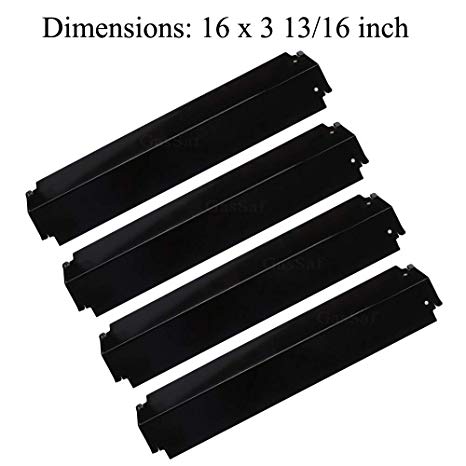 GasSaf 16 inch Grill Heat Plate Replacement forCharbroil Parts 463268008, 463268606 & Kenmore Thermos 461262006,Porcelain Steel Heat Plate Shield Flame Tamer Burner Cover(4-pack)(16 x 3 13/16)