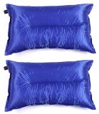 Faswin Inflatable Travel PillowSelf Inflating Travel Pillow Air Travel Pillow for Camping Hiking Travel Backpacking Picnic Outdoor Sports Set of 2 Blue