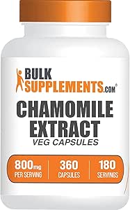 BulkSupplements.com Chamomile Extract Capsules - Chamomile Supplement, from Chamomile Flowers, Chamomile Capsules - Gluten Free, 2 Capsules per Serving, 360 Veg Capsules (Pack of 1)