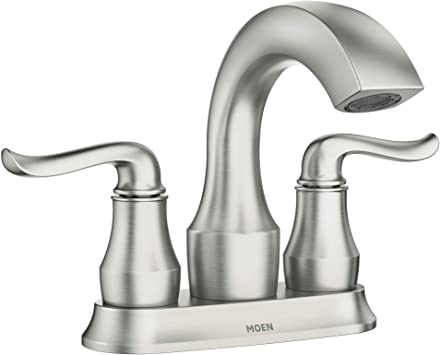 Moen 84300SRN Hamden Two-Handle 4-inch Centerset Bathroom Faucet, Spot Resist Brushed Nickel