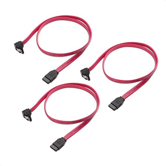 Cable Matters 3-Pack 90 Degree Right Angle SATA III 6.0 Gbps SATA Cable (SATA 3 Cable) Red - 24 Inches