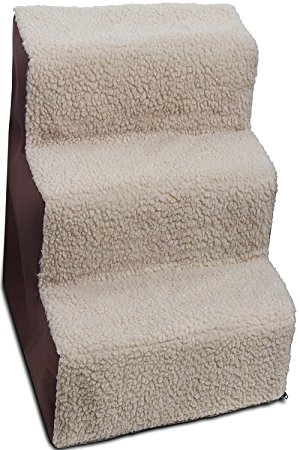 OxGord Dog Stairs to get on High Bed for Cat and Pet Steps at Home or Portable Travel Up to 91 kg - Brown