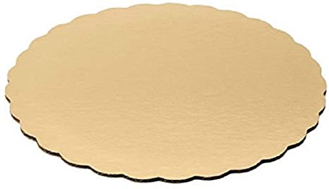 8" Gold Scallop Cake Circle Round Board (10) Made in USA