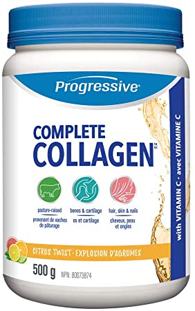 Progressive Complete Collagen Protein Powder Supplement - Citrus Twist Flavour, 500 g | Non-GMO, antiobiotic-free, hormone-free