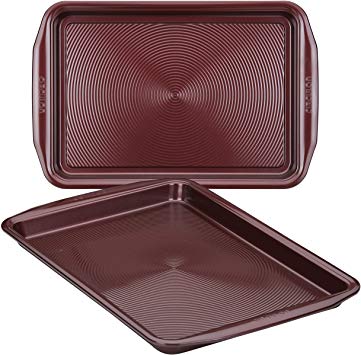 Circulon 47738 Nonstick Bakeware Set, Nonstick Cookie Sheets / Baking Sheets - 2 Piece, Merlot Red