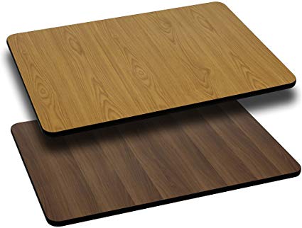 Flash Furniture 30 x 45 Rectangular Table Top with Natural or Walnut Reversible Laminate Top