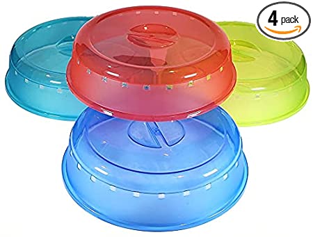 Rock 4 Pack of Microwave Plate Bowl Splatter Cover. Keep Your Microwave Clean While Heating Messy Items with Vented, Colorful Lids! (4100)