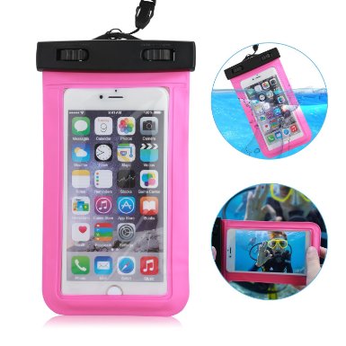 Universal Waterproof Case, B-Tech CellPhone Dry Bag for iPhone 6S 6,6S Plus, SE 5S 7, Samsung Galaxy S7, S6 Note 5 ,for cell phone up to 6.0" (Magenta)