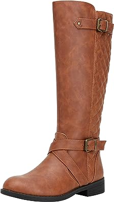 Jeossy Women's 50 Knee High Riding Boots Metal Buckle Calf Boot