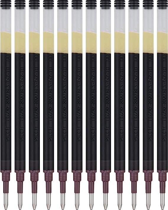 PILOT Pen G2 Gel Ink Refills For Rolling Ball Pens, Bold Point, 1.0mm, Black Ink, 12-Pack