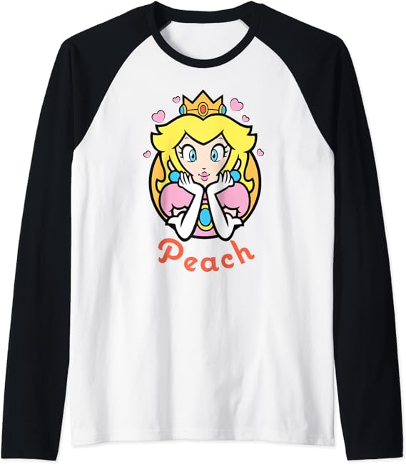 Nintendo Super Mario Princess Peach Portrait Raglan Baseball Tee