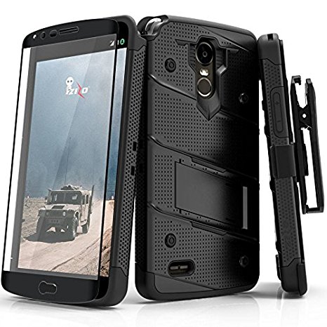 LG Stylo 3 Case, Zizo [Bolt Series] with FREE [LG Stylo 3 Screen Protector] Kickstand [Military Grade Drop Tested] Holster Belt Clip- LG Stylo 3 Plus