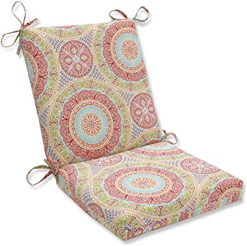 Pillow Perfect Outdoor/Indoor Delancey Jubilee Square Corner Chair Cushion, 36.5" x 18", Multicolored