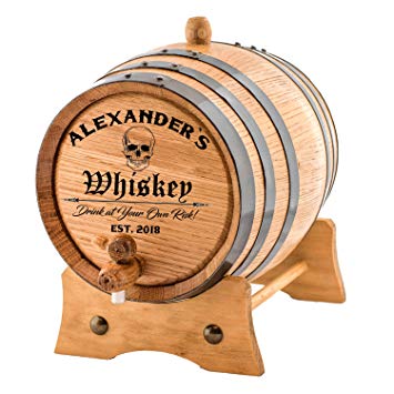 Personalized - Custom American White Oak Aging Barrel | Age your own Whiskey, Wine, Rum, Tequila, Beer, Bourbon & More. - Danger Design (2 Liters)