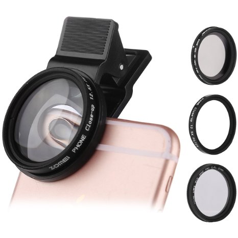 Foxin 3 in 1 37mm Thread Clip-On Professional High Definition Camera Lens, ND2-ND400 ND Filter, CPL Filter, 12.5X Close Up Filter for iPhone 6/6S/5/5C/SE Sony Smartphone