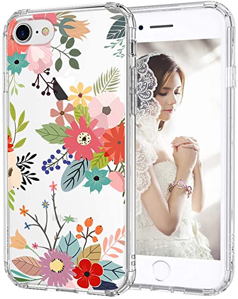 MOSNOVO iPhone SE 2020 Case, iPhone 8 Case, iPhone 7 Clear Case, Flower Floral Pattern Printed Clear Design Transparent Back Case with TPU Bumper Case Cover for iPhone 7 / iPhone 8 / iPhone SE 2020