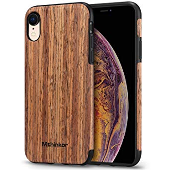 Mthinkor Compatible with iPhone XR Case Soft Wood Slim Case (Red Sandalwood)