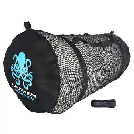 Large Mesh Duffle Gear Bag with Shoulder Strap for Scuba Diving, Snorkel, Swimming, Beach and Sports Equipment