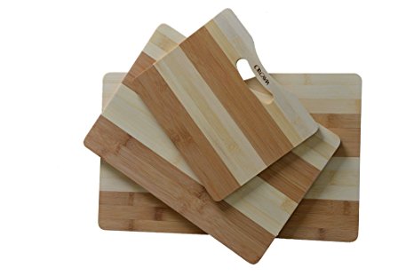 Bamboo cutting board 3 piece premium quality set by Orcavia-extra thick long lasting , serving and slicing - two tone