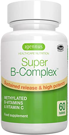 Super B-Complex – Methylated Sustained Release B Complex & Vitamin C, Folate & Methylcobalamin, Vegan, 360 Tablets (6x60)