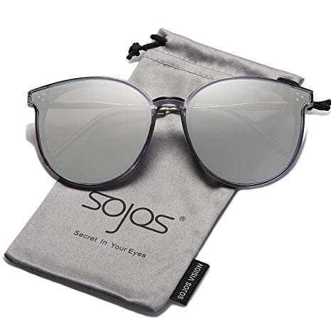 SOJOS Designer Round Sunglasses for Women Oversized Frame with Rivets DOLPHIN