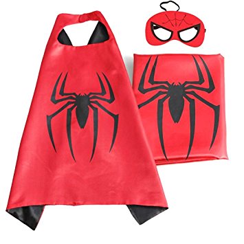 Kiddo Care - 1 set of Spiderman superhero costume, mask, cape, satin for boys