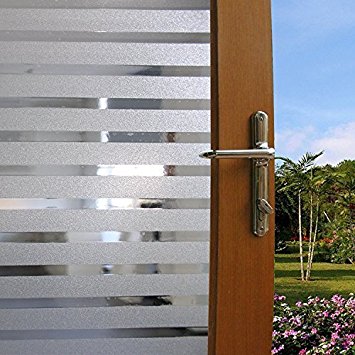 Color Your World Vinyl White Stripe Window Film Privacy UV Protection Static Cling Window Film Frosted Home Shop Market Decorative Window Glass Film,35.5 x 78.7 Inches(90CM by 200CM)