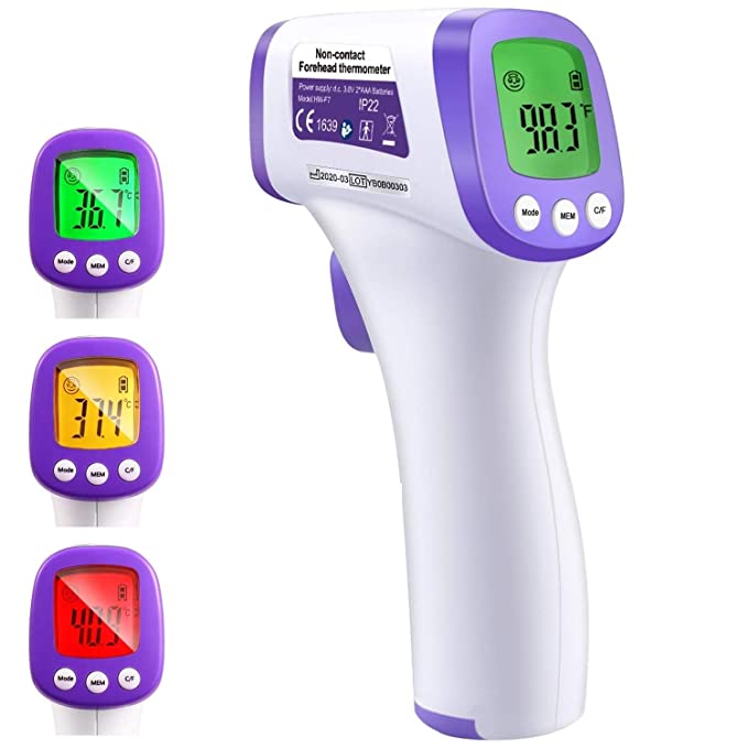 Digital IR Thermometer HW-F7 Non-Contact Infrared Thermometer for Baby Adults Handheld Temperature Gun FDA Certification Accurate Instant Readings with LED Display