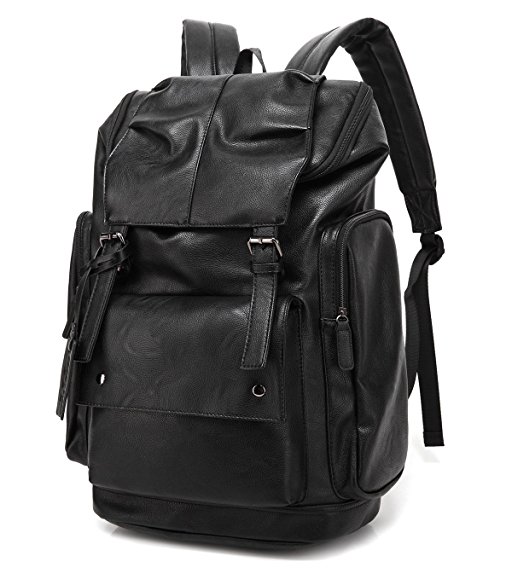 BAOSHA BP-16 PU Leather OVERSIZED Casual Backpack College Backpack Daypack Black