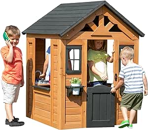 Backyard Discovery Sweetwater Maisonnette en Bois | Maisonnette de Jardin | Cabane Enfant Exterieur bois / Maisonnette Exterieur / Maisonnette de Jardin en bois / Cabane Maisonnette avec Cuisine