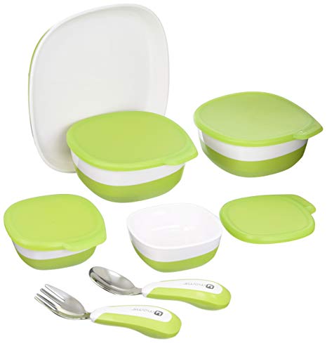 4moms high chair magnetic plate, bowls and utensils feeding set - dishwasher safe