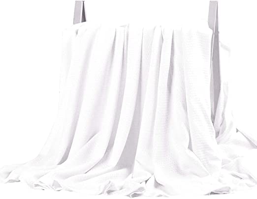 DANGTOP Cooling Blankets, Cooling Summer Blanket for Hot Sleepers, Ultra-Cool Cold Lightweight Light Thin Bamboo Blanket for Summer Night Sweats (59x79 inches, White)