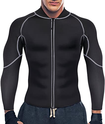 Gotoly Men Sweat Neoprene Weight Loss Sauna Suit Workout Shirt Body Shaper Fitness Jacket Gym Wear Top Clothes Shapewear Long Sleeve