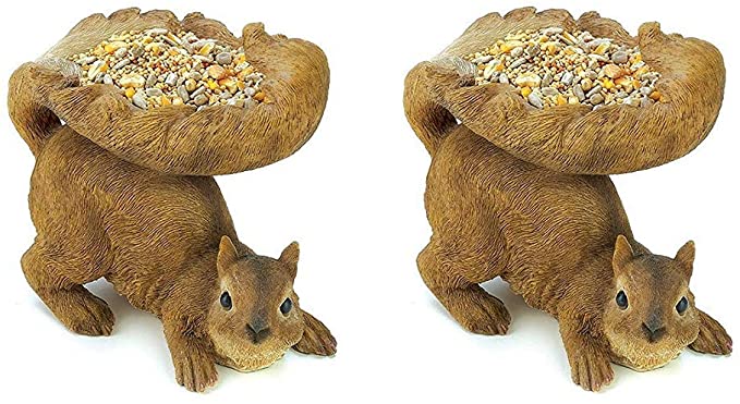 Gifts & Decor Woodland Brown Squirrel Outdoor Birdfeeder (Pack of 2)