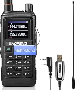 BAOFENG UV-17R Plus Ham Radio Multi-Band Two Way Radio, 7W Long Range Rechargeable Walkie Talkies with Airband, NOAA Weather Receiving, 2500mAh Battery, 8" & 16" Antenna, Programming Cable, 1 Pack