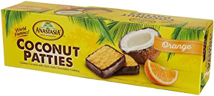 Orange Flavored Coconut Patties Dipped in Chocolate