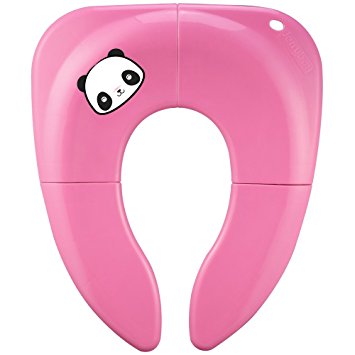 Jerrybox Foldable Travel Potty Seat for Babies, Toddlers Potty Seat, Toilet Training with Carrying Bag Pink [Updated Version]