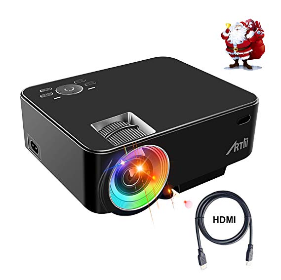 Video Projector, Artlii Portable HD Projector 1080P Support LED Projector with HDMI VGA USB AV SD for Home Theater,Video Game, Movie,Outdoor