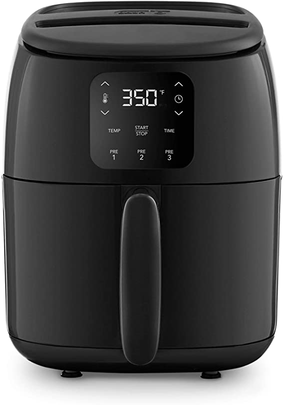 Dash Tasti-Crisp™ Digital Air Fryer with AirCrisp® Technology, Custom Presets, Temperature Control, and Auto Shut Off Feature, 2.6 Quart - Black