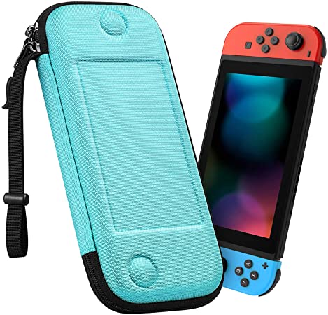 Fintie Carry Case for Nintendo Switch - [Super Slim] Shockproof Hard Shell Protective Cover Portable Pouch Bag w/10 Game Card Slots & Hand Strap for Nintendo Switch Console Joy-Con, Turquoise