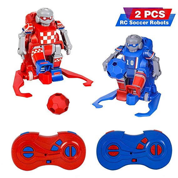 RC Soccer Robots for Kids,RELACC Kids Toys Set with 2 Goals Gift Football 2.4G Remote Control Robot Set Soccer Ball Robot LED Eyes,Indoor Outdoor Fun Sport Ball Games for Boys and Girls.