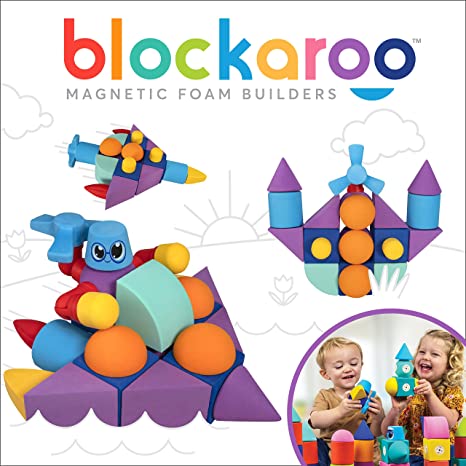 Blockaroo Magnetic Foam Building Blocks - STEM Construction Toys for Boys and Girls, Soft Foam Blocks Develop Early Learning Skills, the Ultimate Bath Toys for Toddlers & Kids – 50 Piece Builder Set