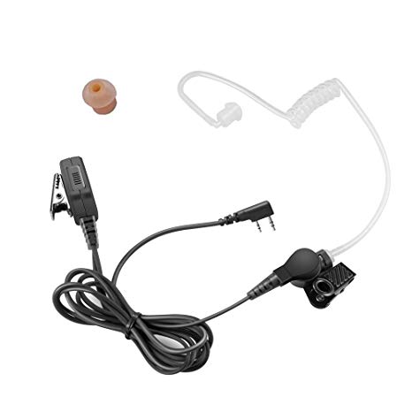 Bingle 2 Pin Covert Earpiece Headset for Kenwood with Air Acoustic Tube Push to Talk and Mic for HYT Puxing Wouxun Baofeng 2 Way Radio(MRT-KT2)
