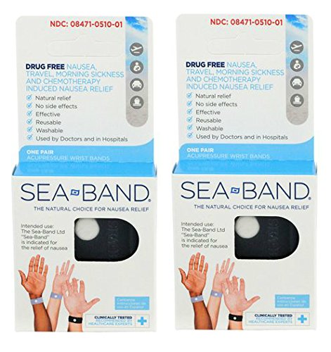 Sea-Band Adult Acupressure Wrist Band for Morning & Travel Sickness (Pack of 2), 1 pair per package