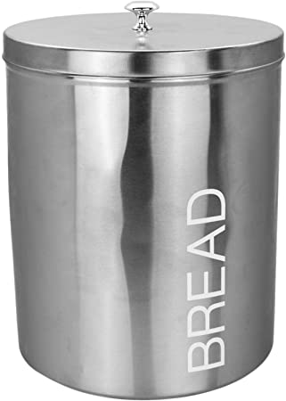 Harbour Housewares Metal Bread Bin - Silver - 224mm x 291mm Kitchen Canister