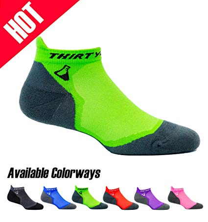 Thirty 48 Ultralight Athletic Running Socks for Men and Women with Seamless Toe, Moisture Wicking, Cushion Padding