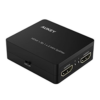 AUKEY HDMI Splitter with 1-In to 2-Out, High Speed HDMI Switch, Supports 3D, 1080P