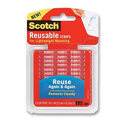 Scotch Restickable Strips, 1-inch X 3-inch, Clear, 6-Strips (R101)