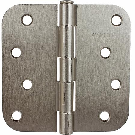 4058-SN Pack of 12 4" Brushed Satin Nickel Door Hinges 5/8" Radius Corners