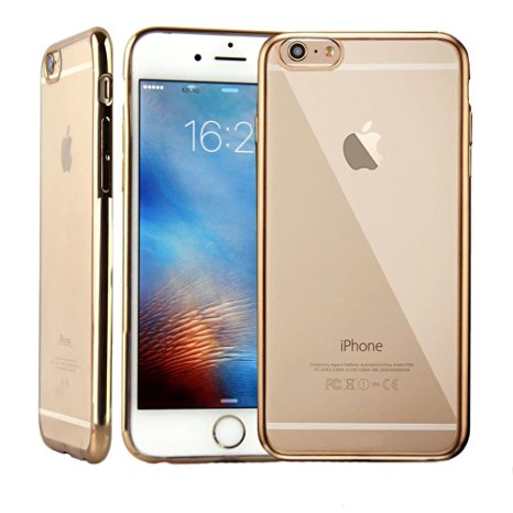 iPhone 6S Case, MXX iphone 6/6S Hybrid Bumper Case With Ultra Clear Back Panel Cover Silicone Integrated for iPhone 6/6S - Gold/Clear